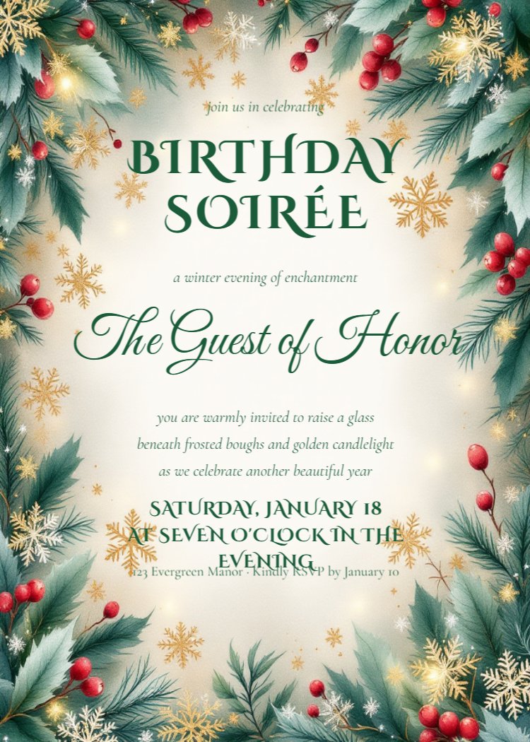 Golden Winter Romance Birthday